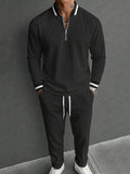 Casual Sporty Pit-Stripe Top and Pants Set