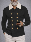 Casual Double Breasted Stripe Knit Cardigan