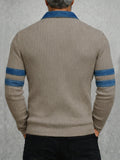 Modern Denim Patchwork Knit Polo Shirt