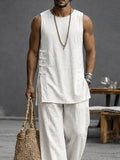 Simple Casual 100% Cotton Tank Top Pants Set