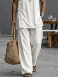Simple Casual 100% Cotton Tank Top Pants Set