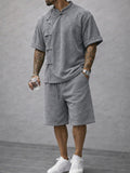 Casual Summer Frog Button Shirt and Shorts Sets