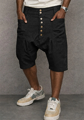 Casual 100% Cotton Drop Crotch Harem Shorts