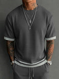 Relaxed Fit Contrast Trim Waffle Casual Set