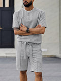 Versatile Style Henley T-Shirt Shorts Set