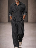 Modern Tailored Waist Faux Denim Shirt Set