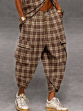 Vintage Streetwear Plaid Cargo Harem Pants