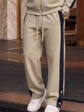 Sporty Contrast Trim Jacket Pants Set