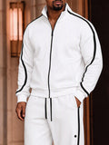 Fashion Contrast Piping Tracksuit Set