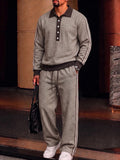 Vintage Printed Contrast Trim Sports Set