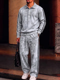 Vintage Printed Contrast Trim Sports Set