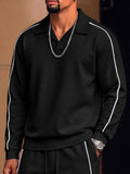 Casual Loose Contrast Piping Polo Shirt Set