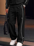 Casual Loose Contrast Piping Polo Shirt Set
