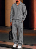 Casual Loose Contrast Piping Polo Shirt Set