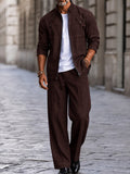 Vintage-Inspired Faux Denim Jacket Pants Set