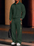 Casual Camo Patchwork Fleece Sweatshirt Set