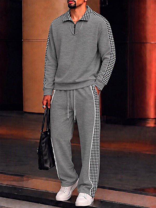 Fusion Sporty Houndstooth Paneled Matching set