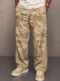 Casual Contrast Piping Camo Patchwork Pants