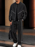 Urban Relaxed Contrast Piping Jacket Pants Set