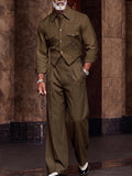 Utility Safari Style Cropped Jacket Pants Set