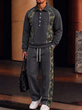 Trendy Camo Patchwork Sweatshirt Pants Set