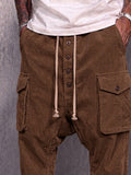 Casual Drop Crotch Corduroy Cargo Pants