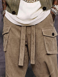 Casual Relaxed Fit Corduroy Cropped Cargo Pants