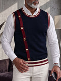 Old Money Style Contrast Trim Knit Vest