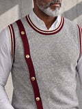 Old Money Style Contrast Trim Knit Vest