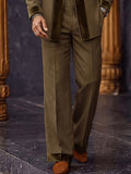 Smart Casual Velvet Patchwork Blazer Pants Set