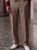 Retro Elegant Herringbone Zip Jacket Pants Set