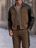 Retro Streetwear Faux Leather Panel 2-Piece Set