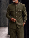 Urban Faux Leather Patchwork Safari Suit Set