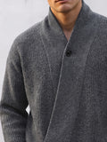 Casual Diagonal Button Placket Knit Cardigan