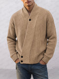 Casual Diagonal Button Placket Knit Cardigan