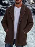 Modern Relaxed Frayed-Edge Hem Cardigan