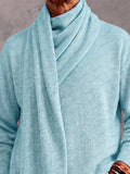 Casual Relaxed Fit Wrap Neck Knit Pullover Top