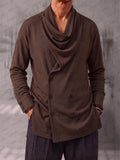 Casual Double-Breasted Cowl Neck Cardigan