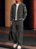 Casual Camouflage Color Block Matching Set
