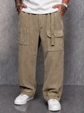 Casual Adjustable Snap Hem Corduroy Cargo Pants