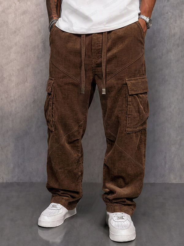 Retro Streetwear Corduroy Utility Cargo Pants