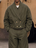 Utility Cotton Double-Breasted Jacket Pants Set