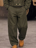 Utility Cotton Double-Breasted Jacket Pants Set