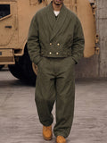 Utility Cotton Double-Breasted Jacket Pants Set