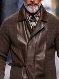 Retro Faux Leather Patchwork Cardigan Jacket