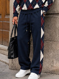 Casual Argyle Polo Sweater and Pants Set