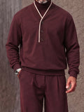 Atheleisure Fake 2-Piece Turtleneck Sweatshirt Pants Set