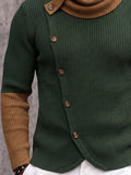 Modern Color Block Ribbed Turtleneck Sweater
