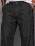 Urban Casual Faux Leather Panel Denim Pants