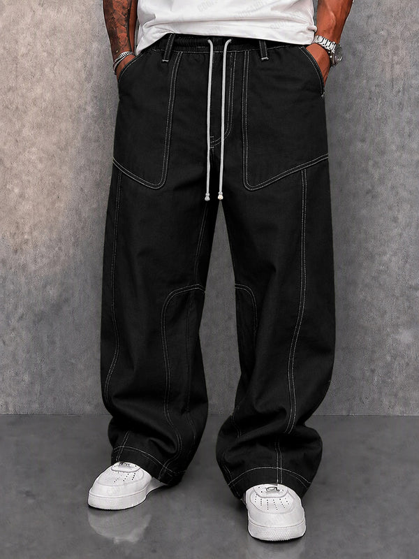 Casual Contrast Stitch 100% Cotton Pants